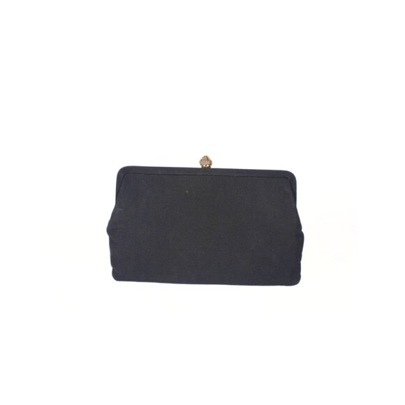 Vintage 1960s Navy Blue Convertible Clutch Gold Chain Handle & Snap Closure - Picture 3 of 12